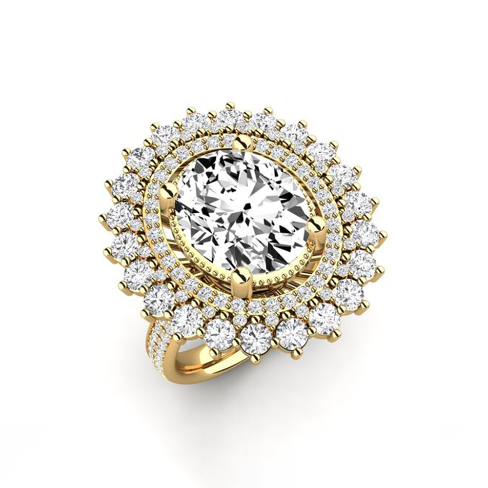 6 Color Options Oval Cut Blue Sapphire Double Halo Ring