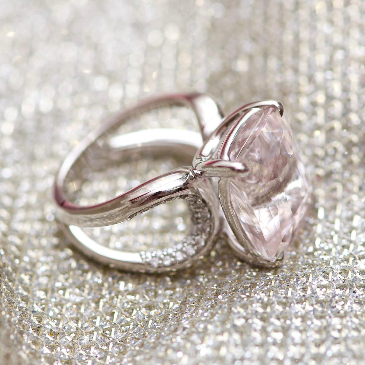 Elegant 5ct Radiant Cut Light Pink Sapphire Engagement Ring