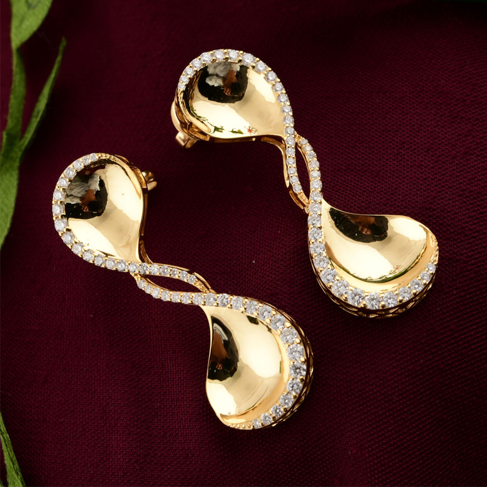 Double Helix Round Cut White Sapphire Dangle Earrings