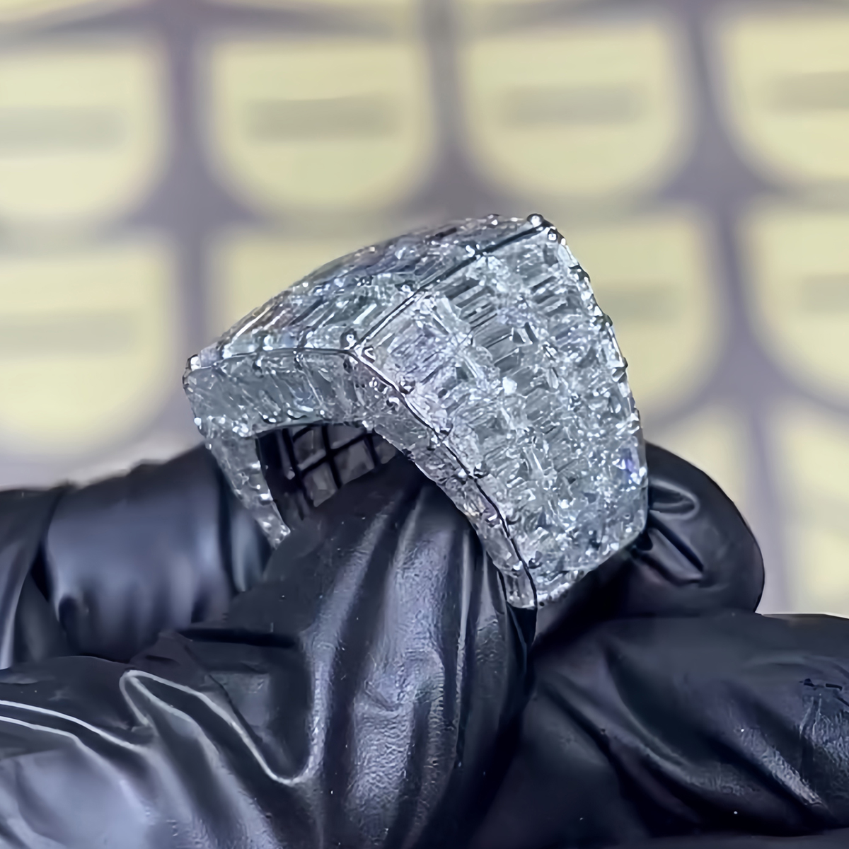 Emerald Cut White Sapphire Micro-Pave Men's Wedding Band