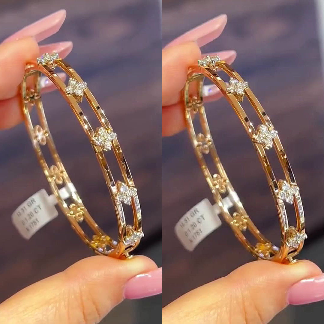 Hallow Round Cut White Sapphire Bangle