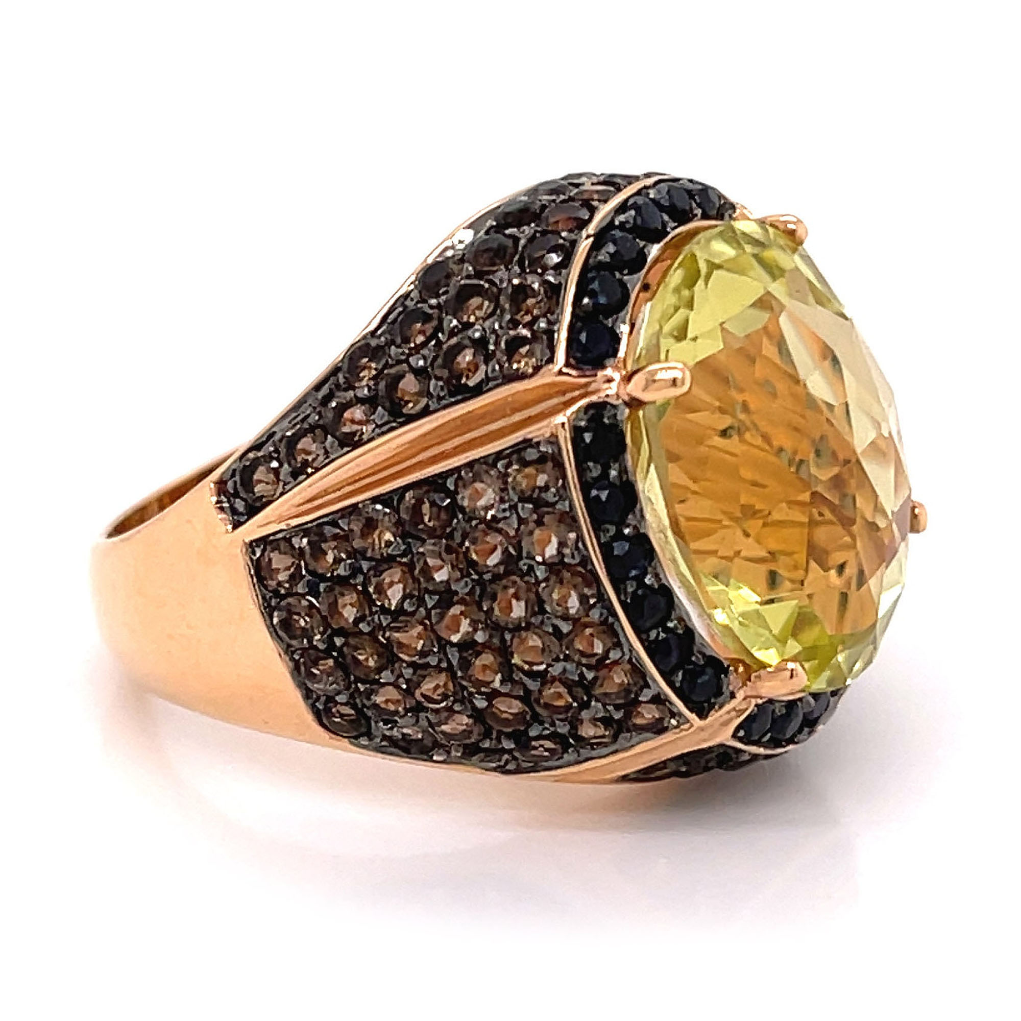 Micro Pave Setting 8ct Oval Cut Yellow Sapphire Cocktail Ring