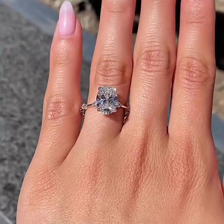 2ct Oval Cut White Sapphire Engagement Ring