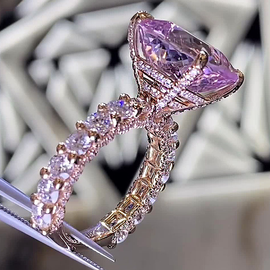 5ct Cushion Cut Pink Sapphire Engagement Ring