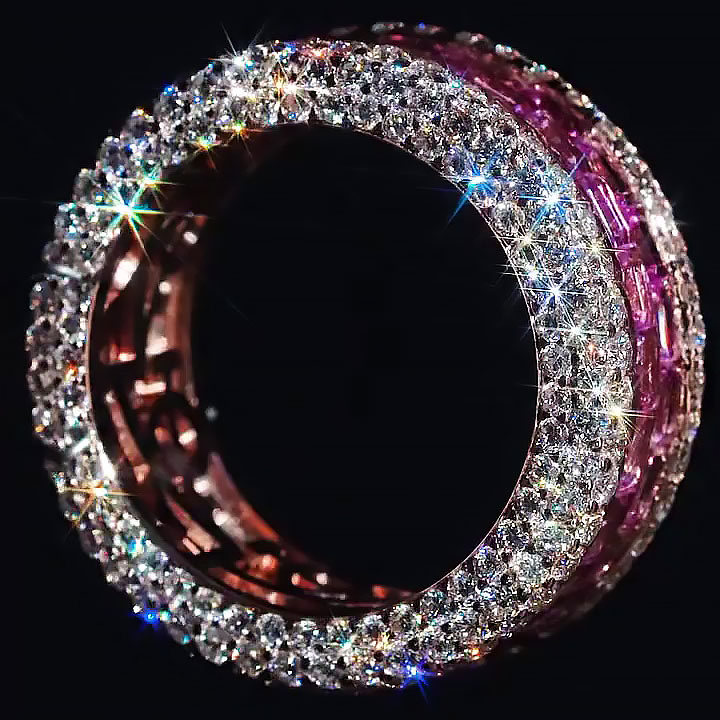 7.85ct Emerald Cut Pink Sapphire Eternity Ring