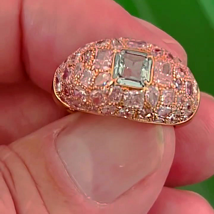 2ct Asscher Cut Aquamarine Sapphire Cocktail Ring