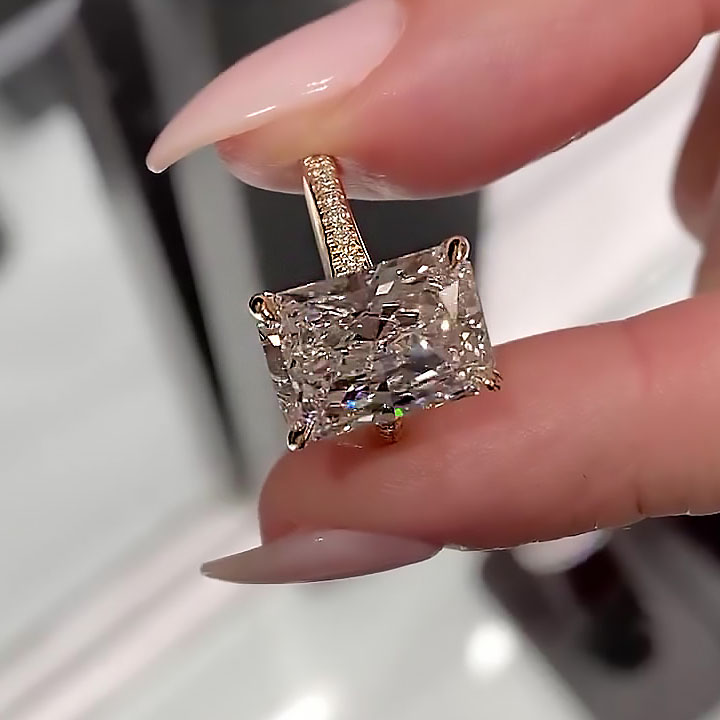 5ct Radiant Cut White Sapphire Engagement Ring