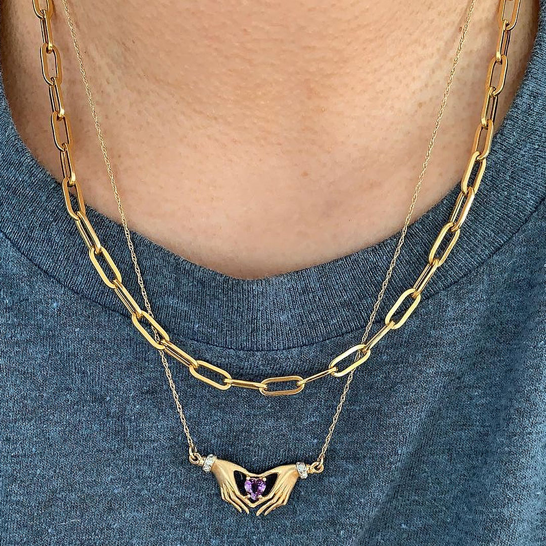 Heart Cut Amethyst Sapphire Pendant Necklace