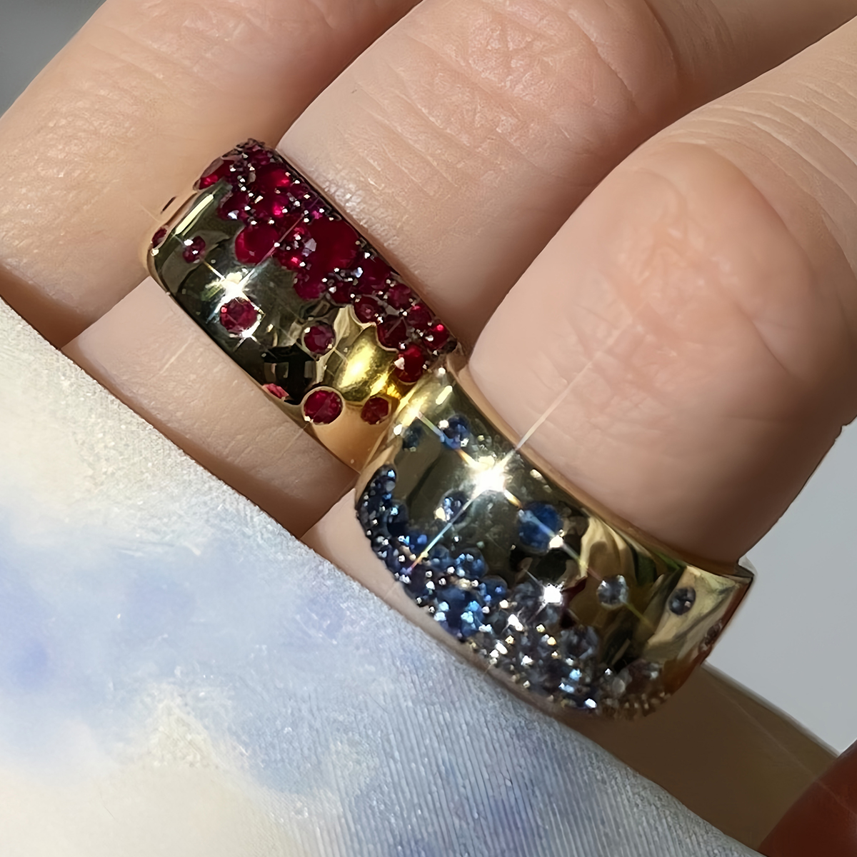1.5ct Scattered Ruby & Blue Sapphire Band
