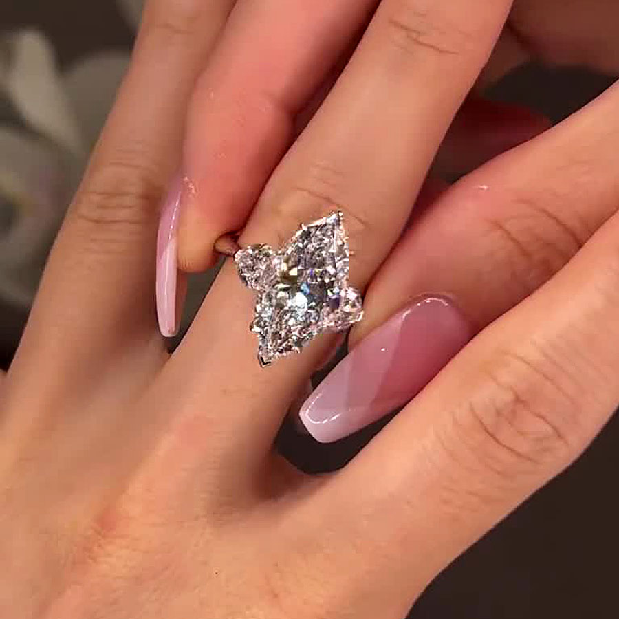 5ct Marquise Cut White Sapphire Engagement Ring