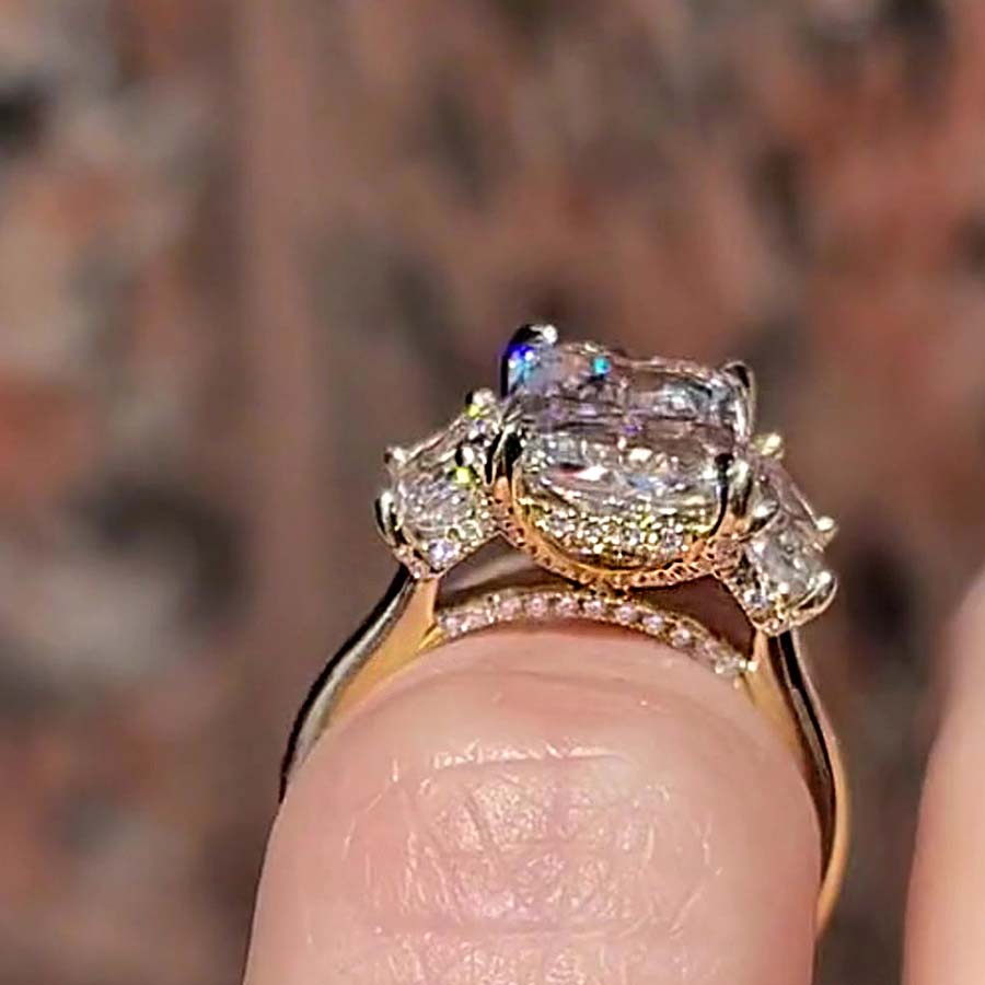 5ct Three-Stone Radiant Cut White Sapphire Engagement Ring