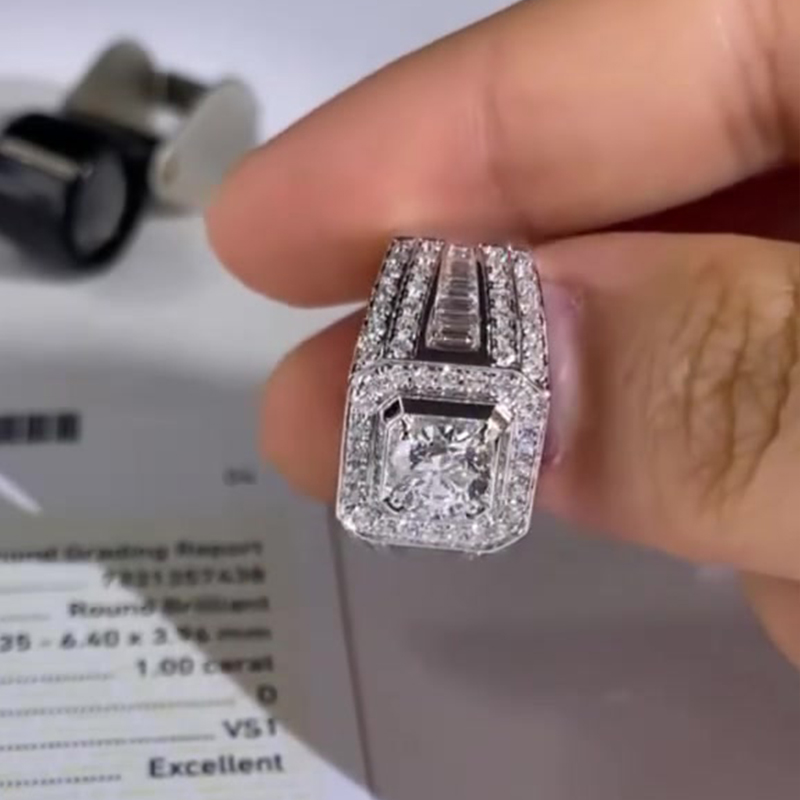 2ct Round Cut White Sapphire Men's Engagement Ring