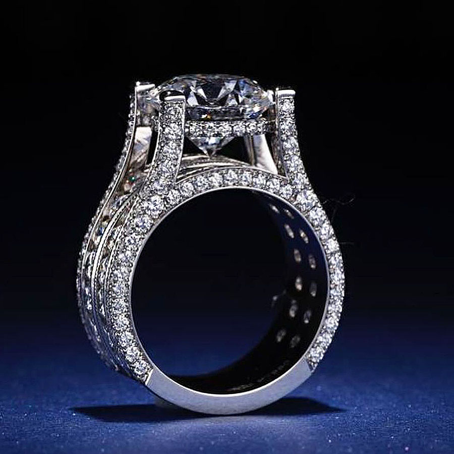 3ct Round Cut White Sapphire Engagement Ring
