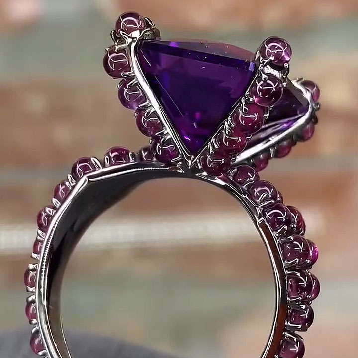 7ct Radiant Cut Amethyst Sapphire Engagement Ring