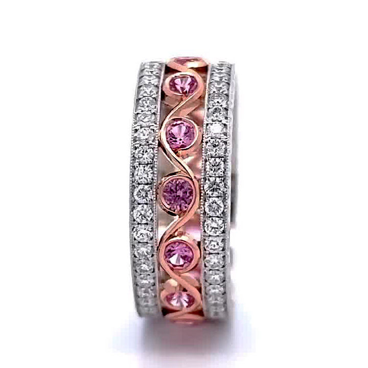 5.75ct Round Cut Pink Sapphire Eternity Ring
