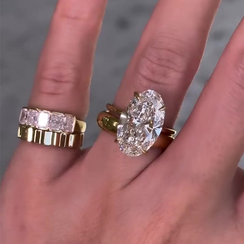 3ct Oval Cut White Sapphire Ring Set / 2-Piece