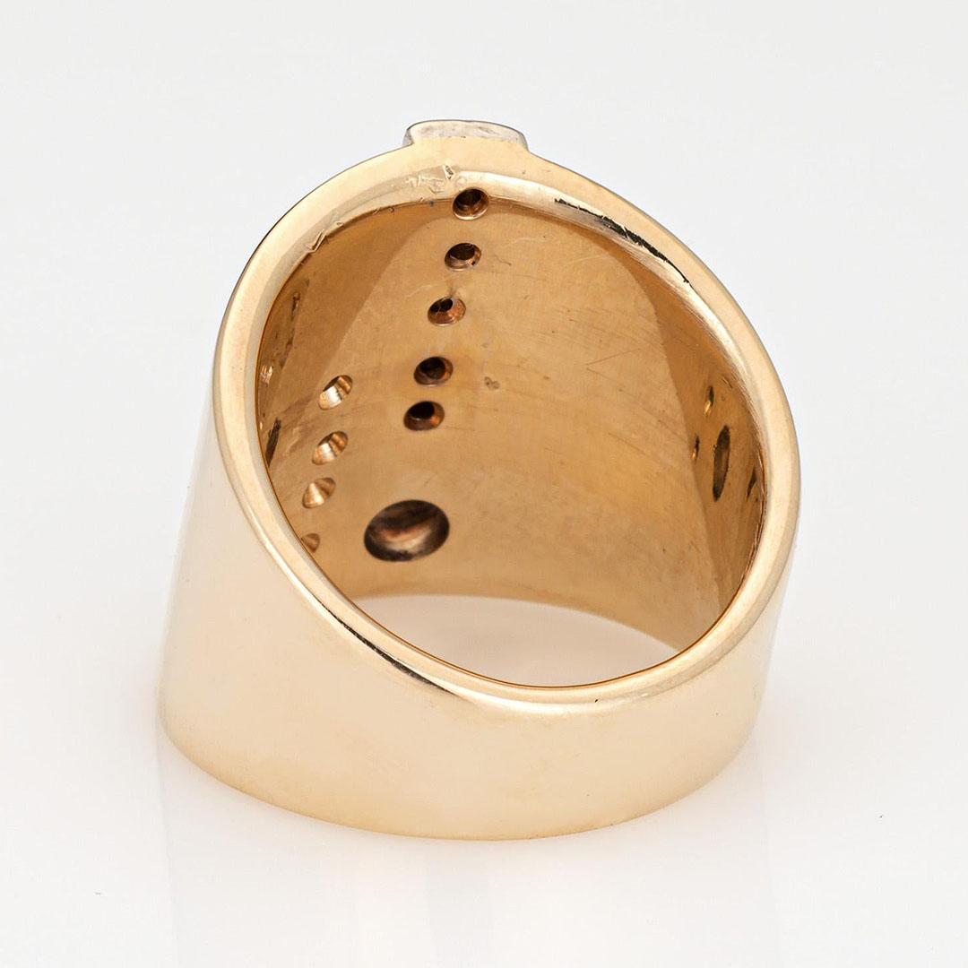 3.25ct Round Cut White Sapphire Vintage Cigar Wide Band