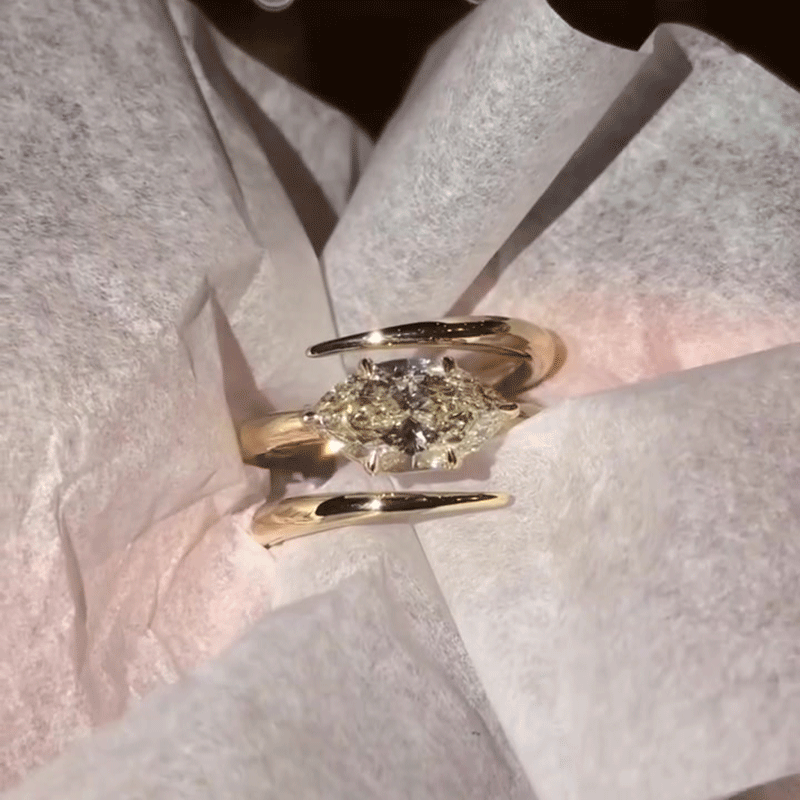 2.25ct Hexagona Marquise Cut White Sapphire Coil Engagement Ring