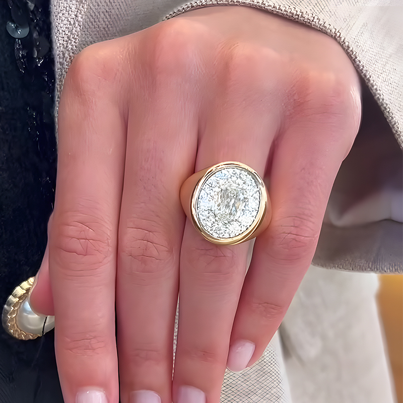1.5ct Oval Cut White Moissanite Cocktail Ring