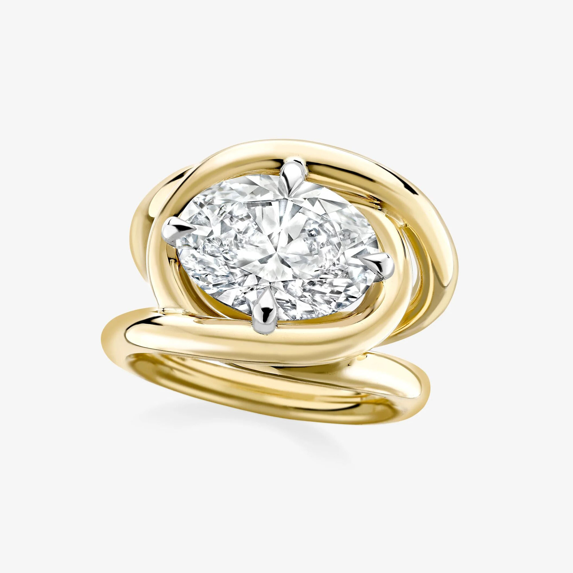 5ct Twisted Oval Cut White Sapphire Solitaire Ring