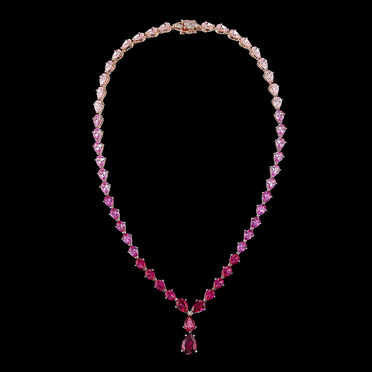 Gradient Pear Cut Multi-color Pendant Necklace