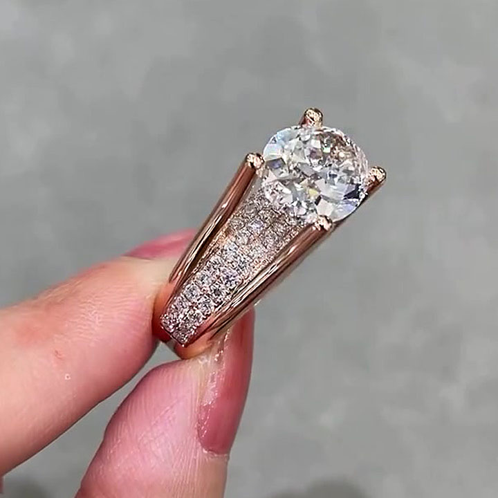 3.5ct East-west Design Oval Cut White Sapphire Engagement Ring