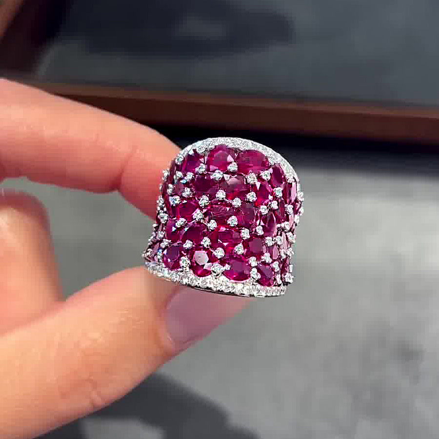 9.85ct Round Cut Ruby Sapphire Cocktail Ring