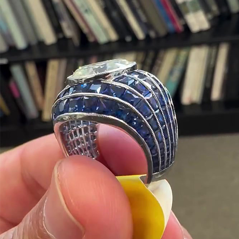 Bezel Setting 5ct Round Cut White Sapphire Cocktail Ring For Men