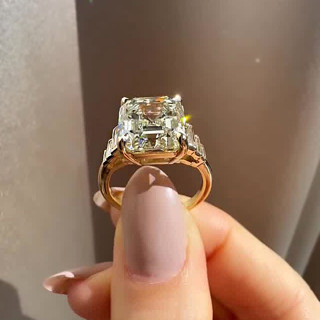 7ct Asscher Cut White Sapphire Engagement Ring