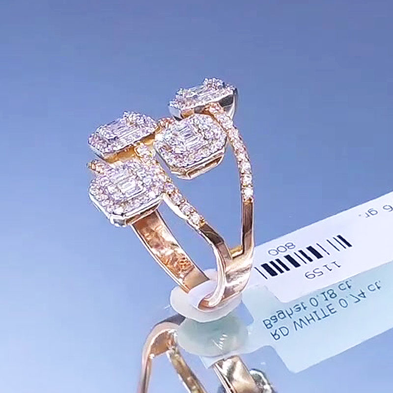 Fashion 3.45ct Baguette&Round Cut White Sapphire Wrap Cuff Ring