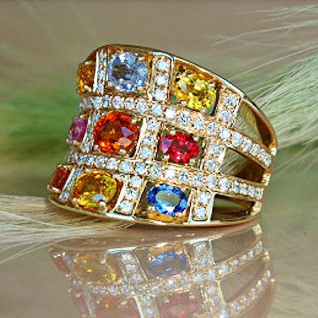 9.75ct Oval Cut Rainbow Sapphire Eternity Ring