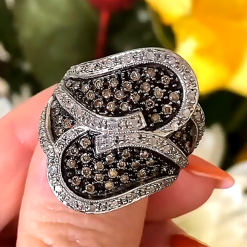 4.2ct Round Cut White Sapphire Double Cross Cocktail Ring