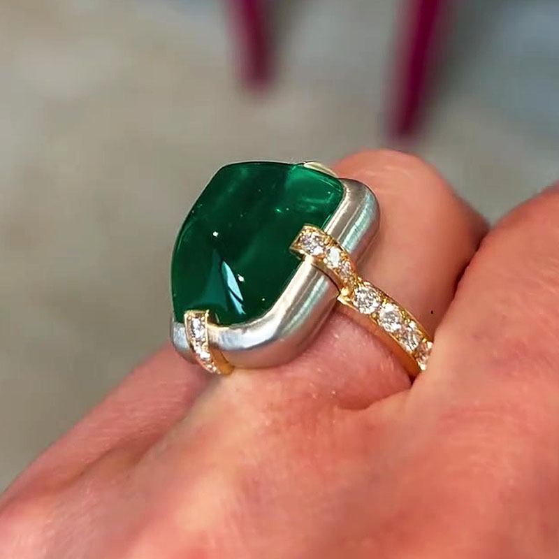 12ct Sugarloaf Emerald Cut Two-Tone Ring