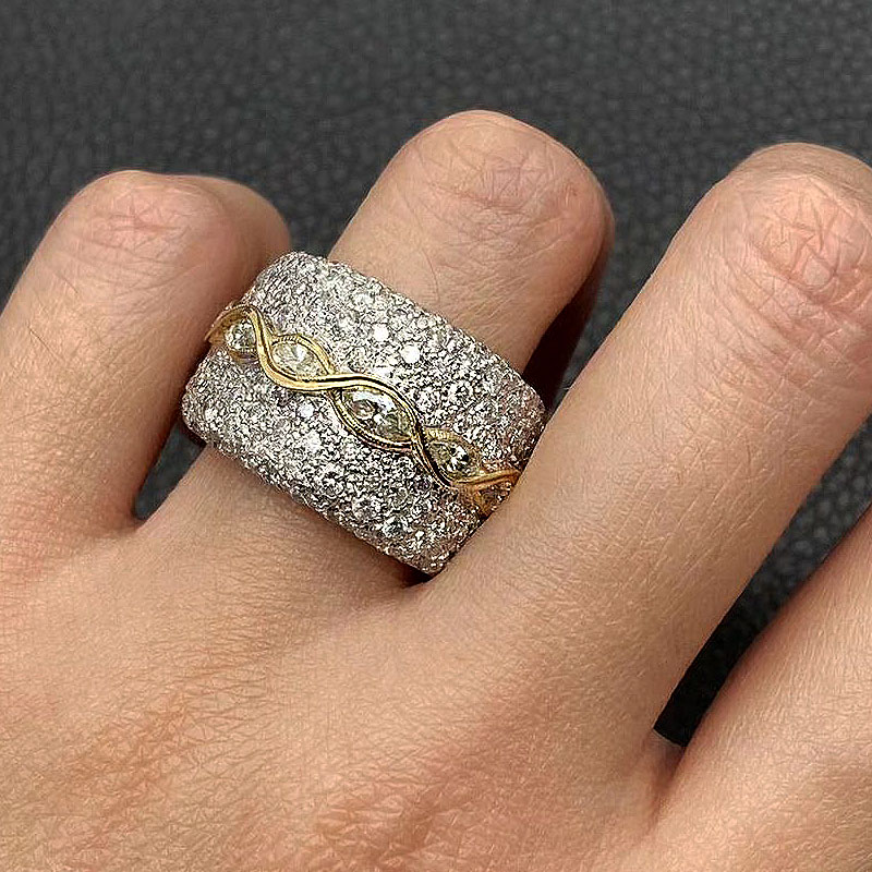 7.65ct Micro-pave Setting Round Cut White Sapphire Ring