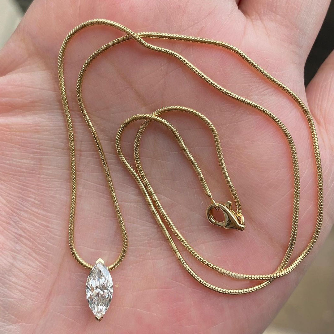 Marquise Cut White Sapphire Water Drop Necklace