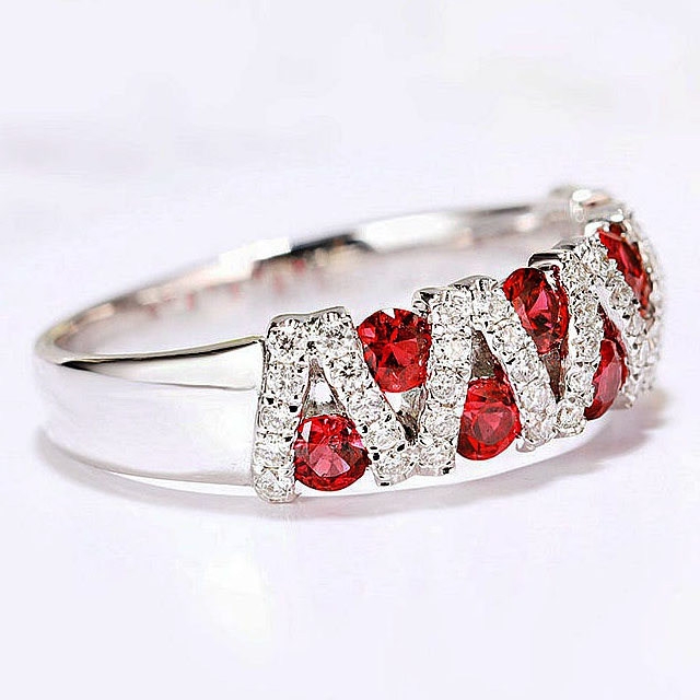1.75ct Round Cut Ruby Sapphire Half Eternity Ring