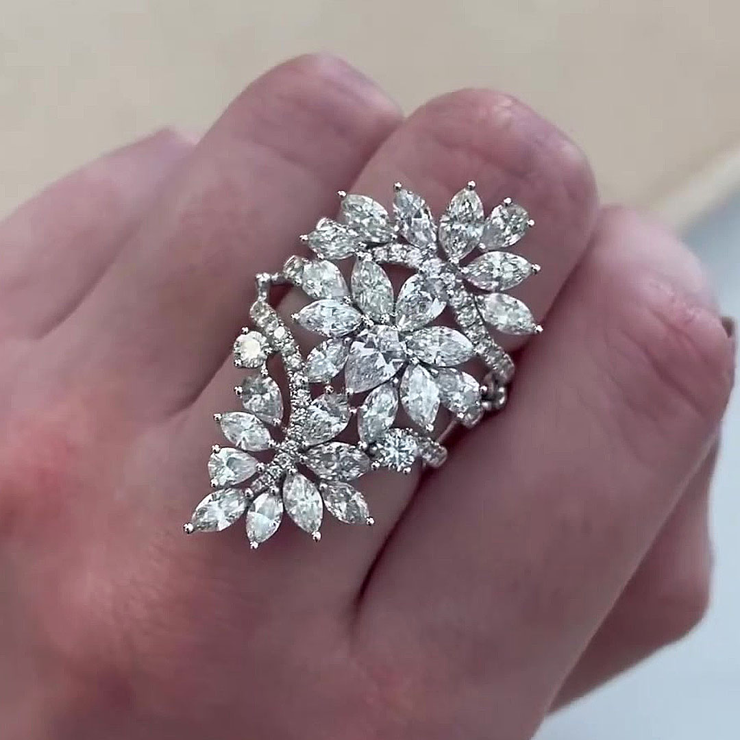 8.75ct Multi Cut White Sapphire Cocktail Ring