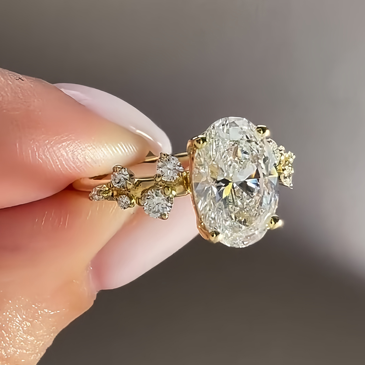 2ct Oval Cut White Sapphire Vine Engagement Ring