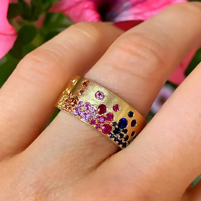 6.55ct Round Cut Rainbow Sapphire Eternity Ring