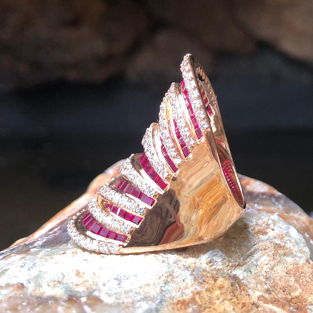 Magnificent 9.77ct Multi-cut Ruby Sapphire Cocktail Ring