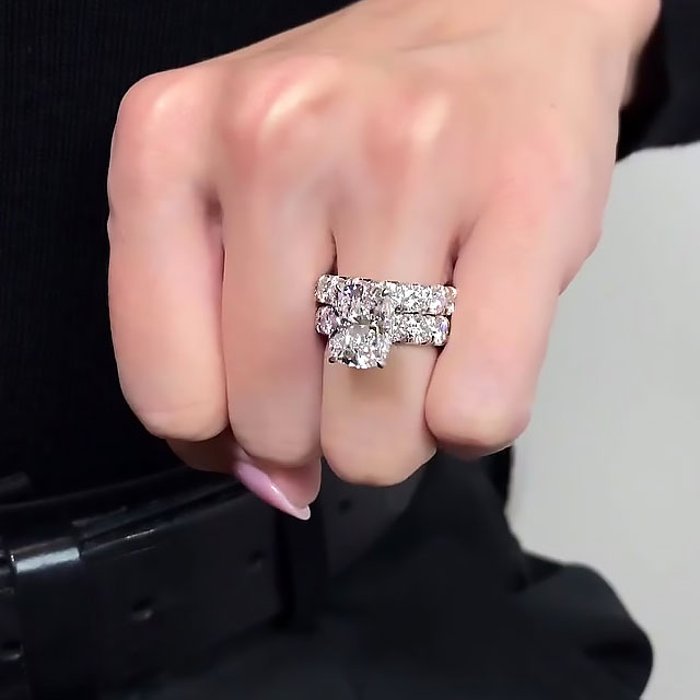 4ct Cushion Cut White Sapphire Wedding Set