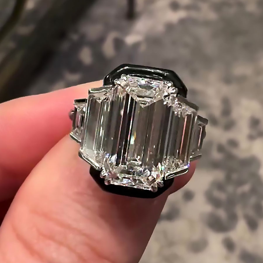 5ct Five-Stone Emerald Cut White Sapphire Engagement Ring