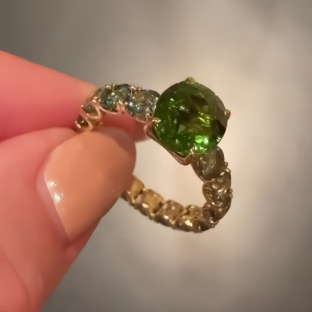 Round Cut Emerald Full Halo Engagement Ring