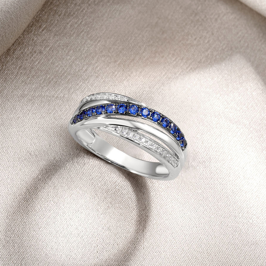 1.75ct Round Cut Blue Sapphire Eternity Ring
