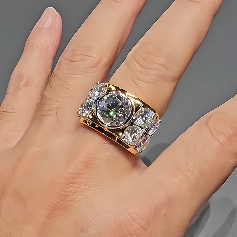 Bold Opulent 3ct Round Cut White Sapphire Wedding Band For Men