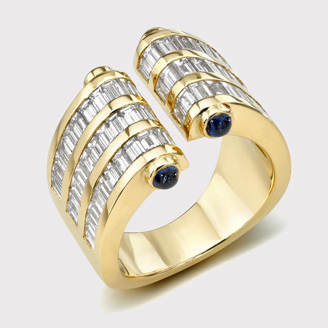 8.25ct Open Design Emerald Cut White Sapphire Eternity Ring