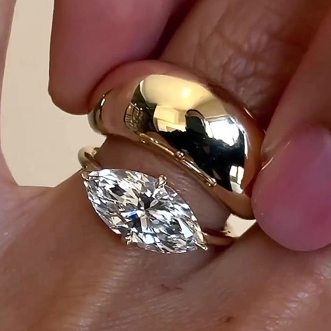 4ct Marquise Cut White Sapphire Wedding Set