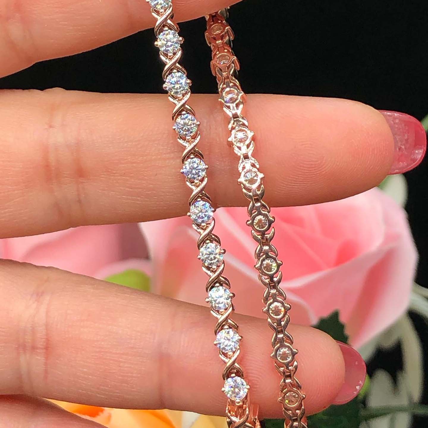 Round Cut White Sapphire Bracelet For Women