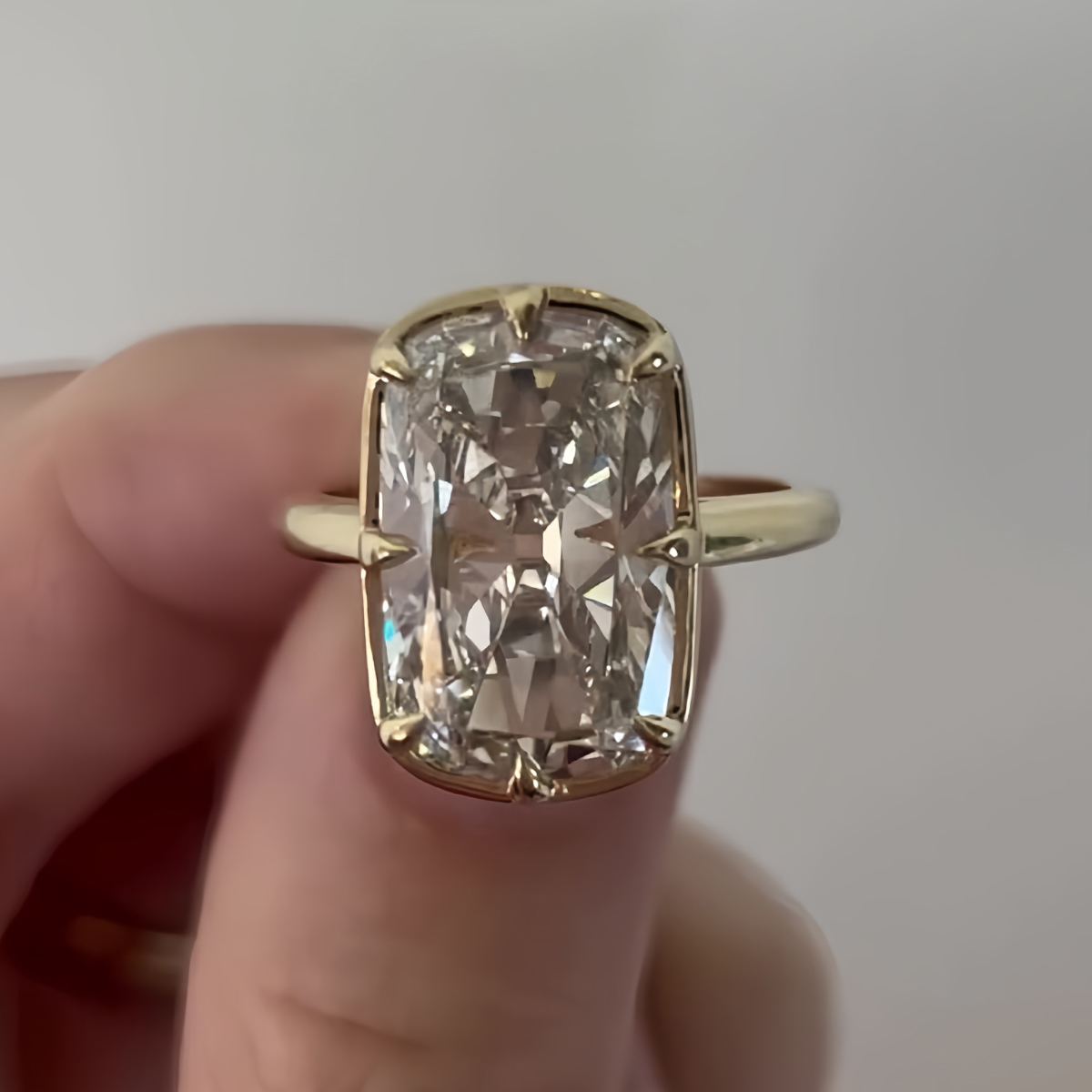 3ct Cushion Cut White Sapphire Solitaire Ring