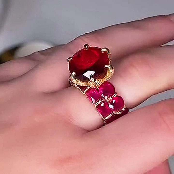 2ct Round Cut Ruby Sapphire Wedding Set
